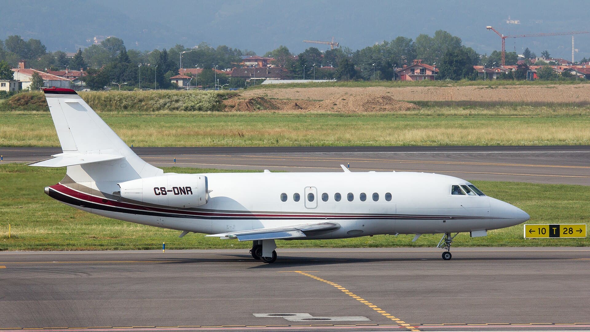 A Falcon 2000 on the ground
