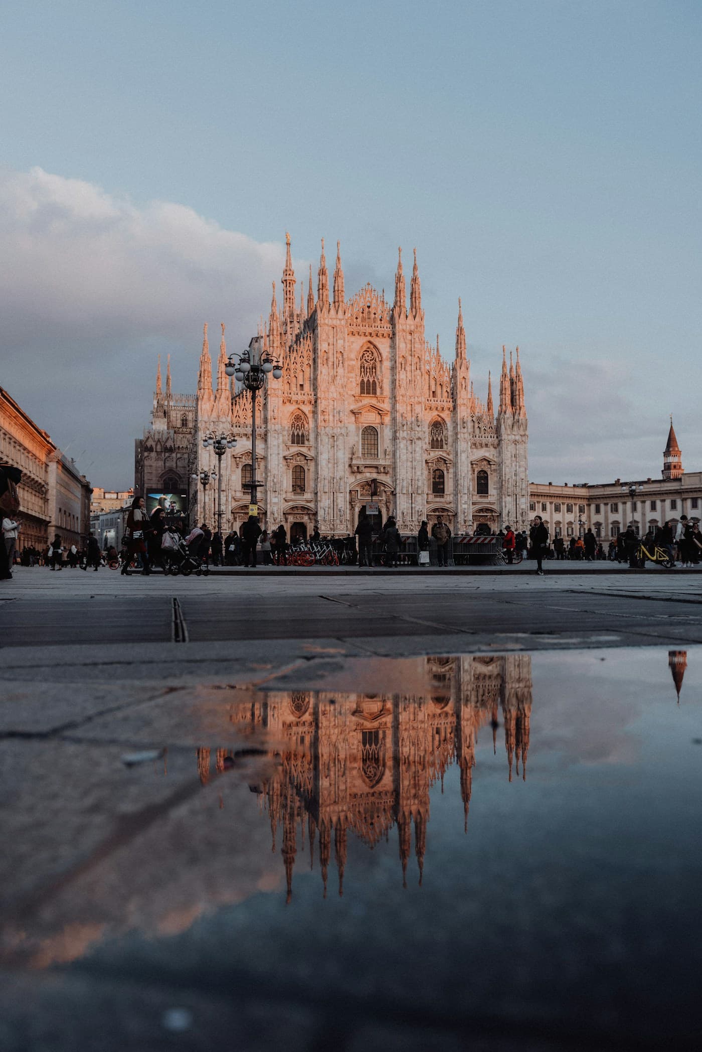 The Duomo on Piazza del Duomo in Milan at dusk